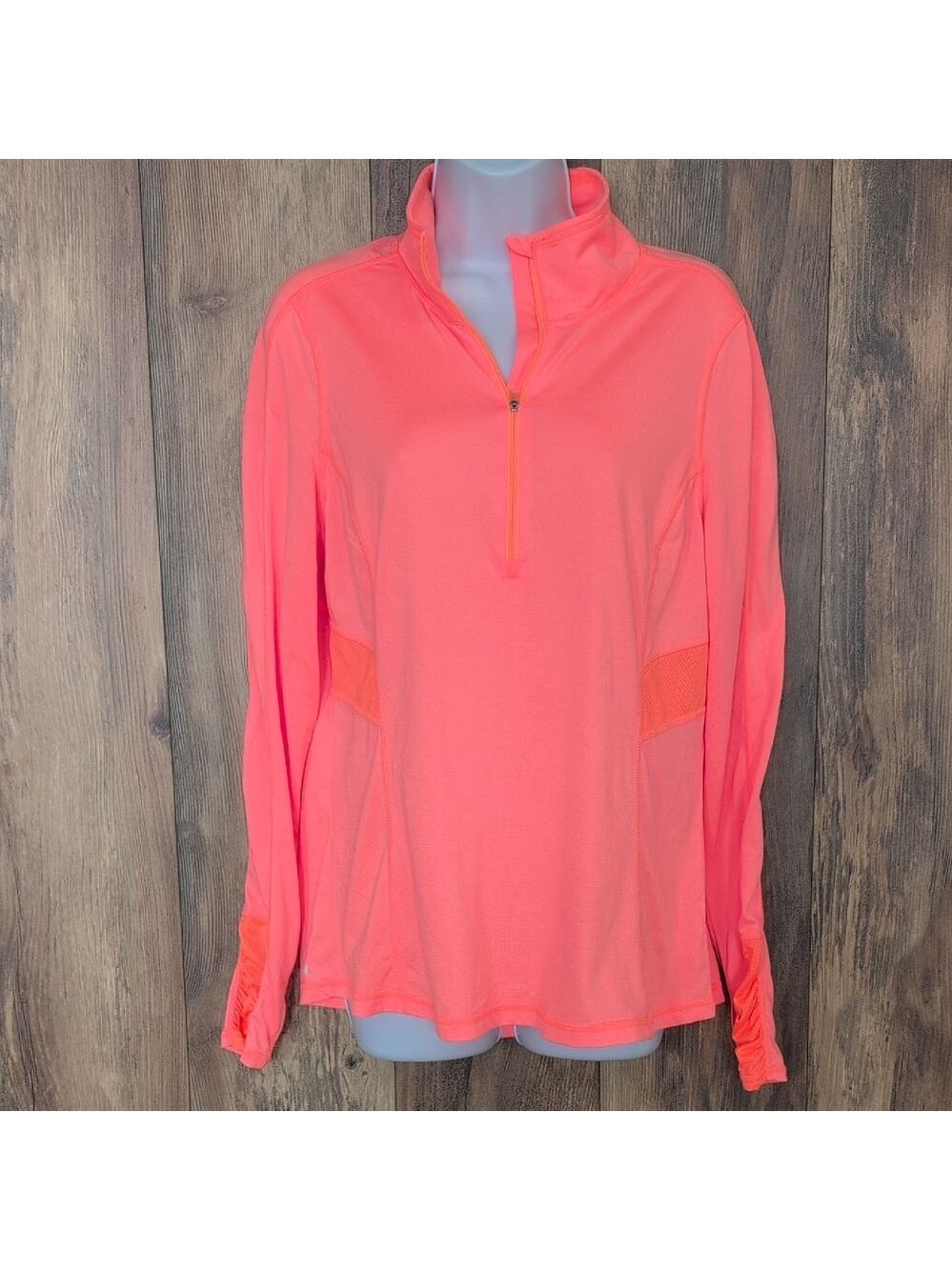 Danskin Now Women's Bright Coral Quarter-Zip Athletic Pullover L            P115